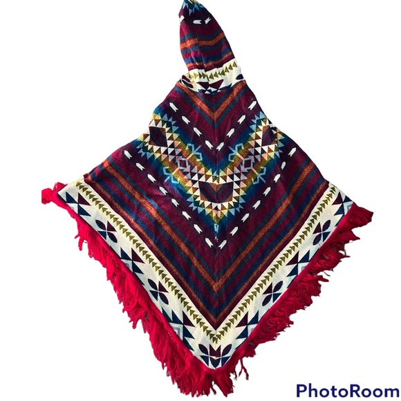 Hoodie Shawl Poncho Aztec Print Unisex - Picture 2 of 2